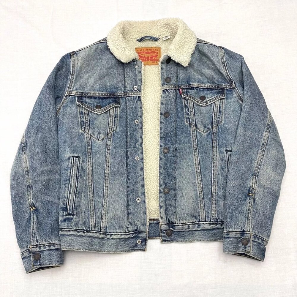Levi's Blue Denim Sherpa Jacket